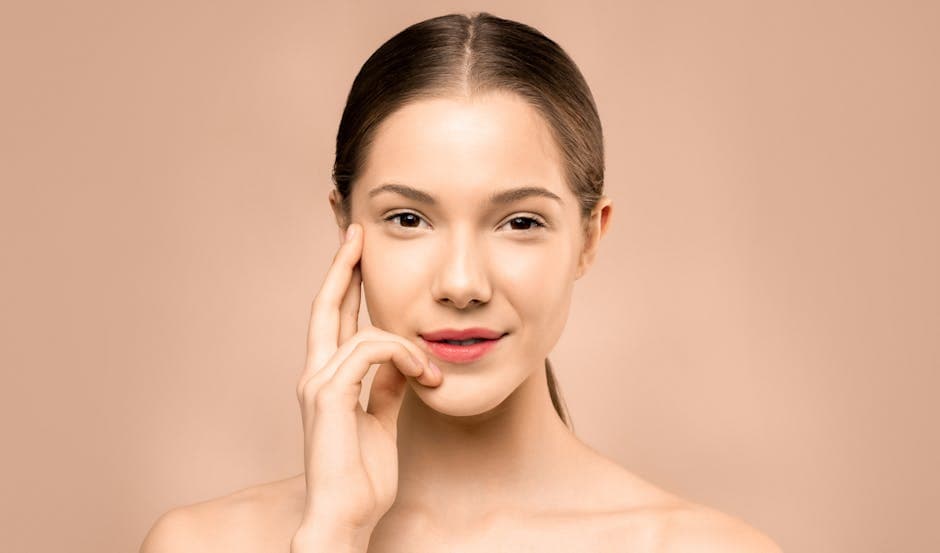 Close-up of healthy radiant skin with natural light